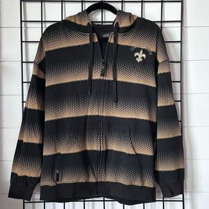 New Orleans Saints Custom Full Zip Vans Hoodie Mens S Black Gold Geaux NFL